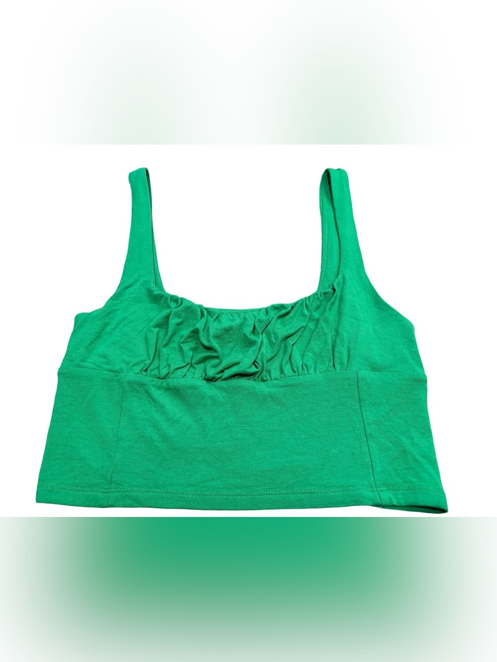 Wilfred Free Aritzia Green Ruched Bust Cropped Tank Top Size Small - Picture 7 of 10